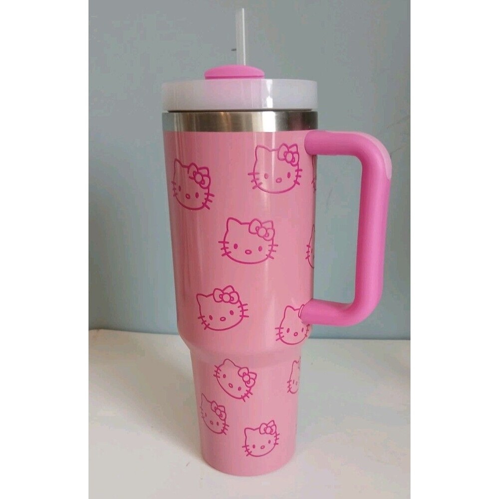 Hello Kitty Stainless Steel Tumbler Iridescent Pink Hot/Cold 40 Oz Insulated Cup